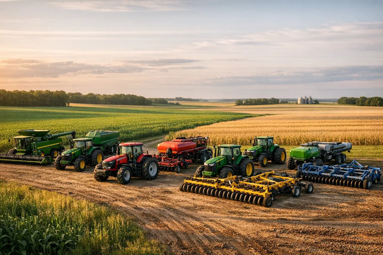 Landmaschinenflotte am Feldrand