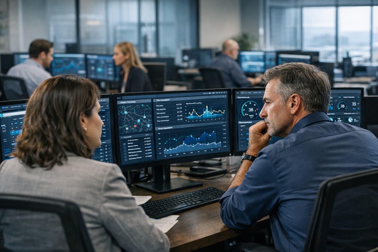 Underwriting-Team mit Risikodashboard